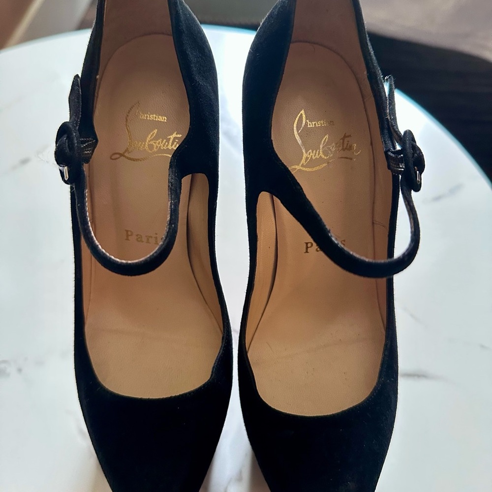 Christian Louboutin Black and Red Platform Heels - Picture 3 of 4